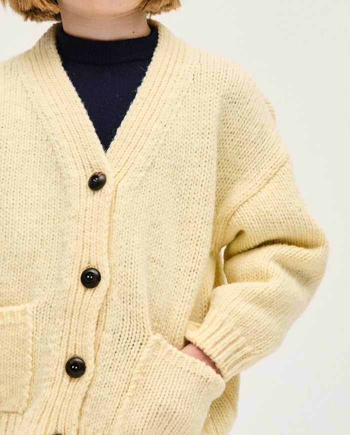 Kids' natural Babaà No17 cardigan featuring soft knit fabric and a cozy, stylish design for comfortable everyday wear.