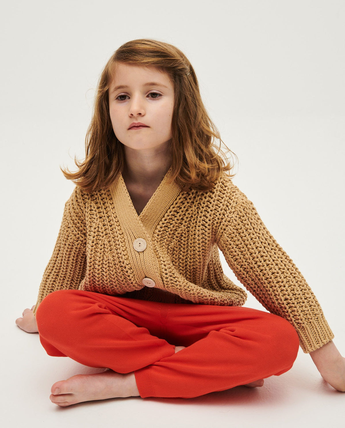 Kids' Babaà No18 Clay Pot cardigan, soft knit with a cozy fit, featuring a charming clay pot motif, perfect for warm weather.