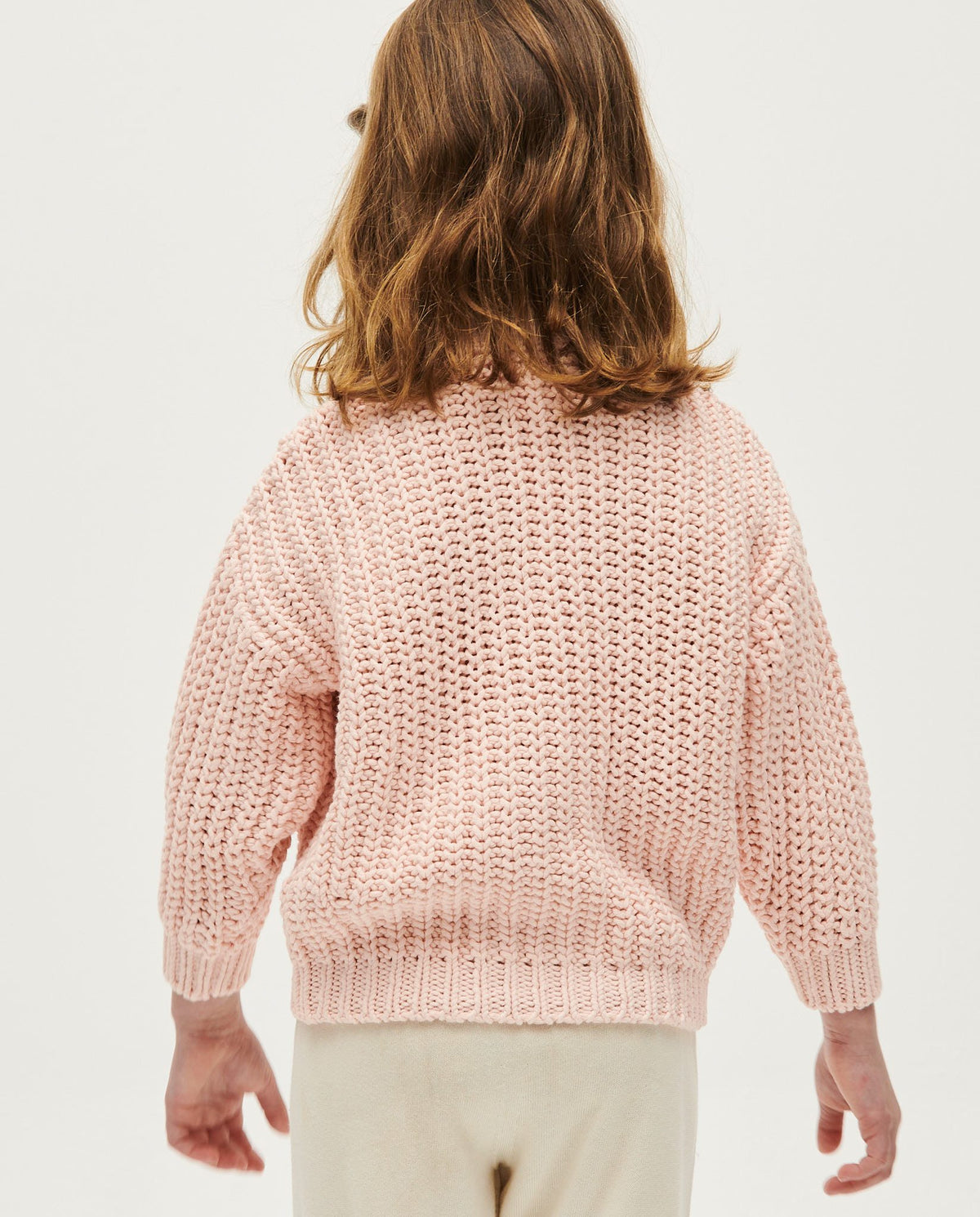 Kids' Babaà No18 Petal Plum cardigan with long sleeves and button-front, soft knit fabric, perfect for chilly days.
