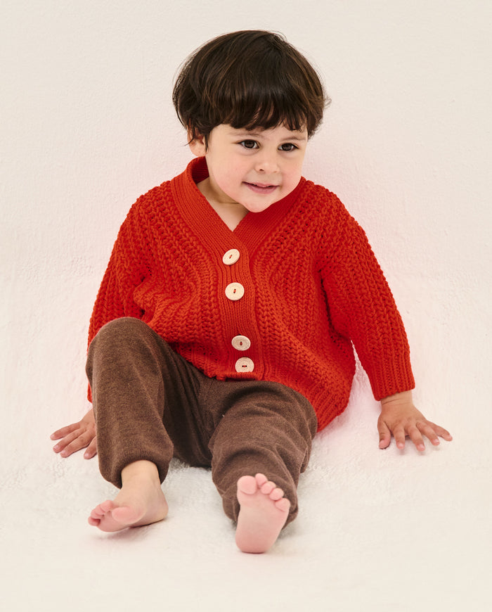 Kids' summer flame cardigan by Babaà, featuring a lightweight knit design perfect for warm weather.