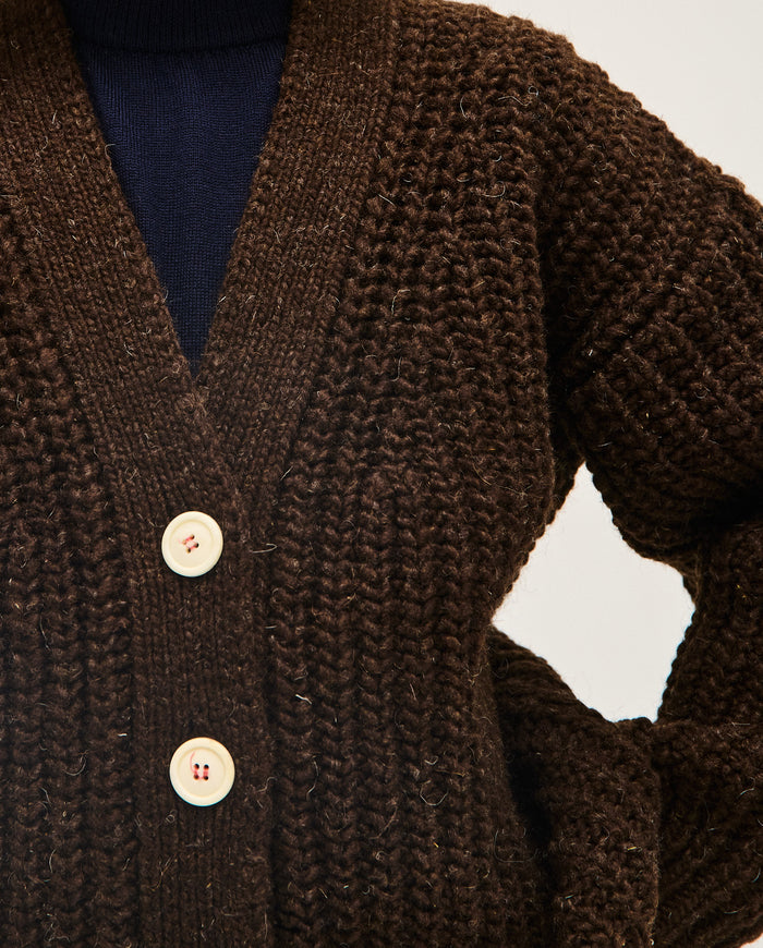 Kids' Babaà No19 Earth cardigan, soft knit in earthy tones, featuring button closures and cozy fit for children.