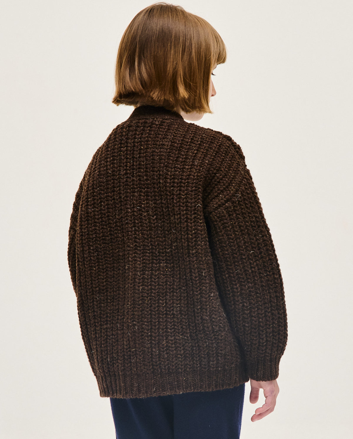 Kids' No19 Earth cardigan by Babaà, soft knit with earth-tone colors, featuring a cozy, stylish design for children.