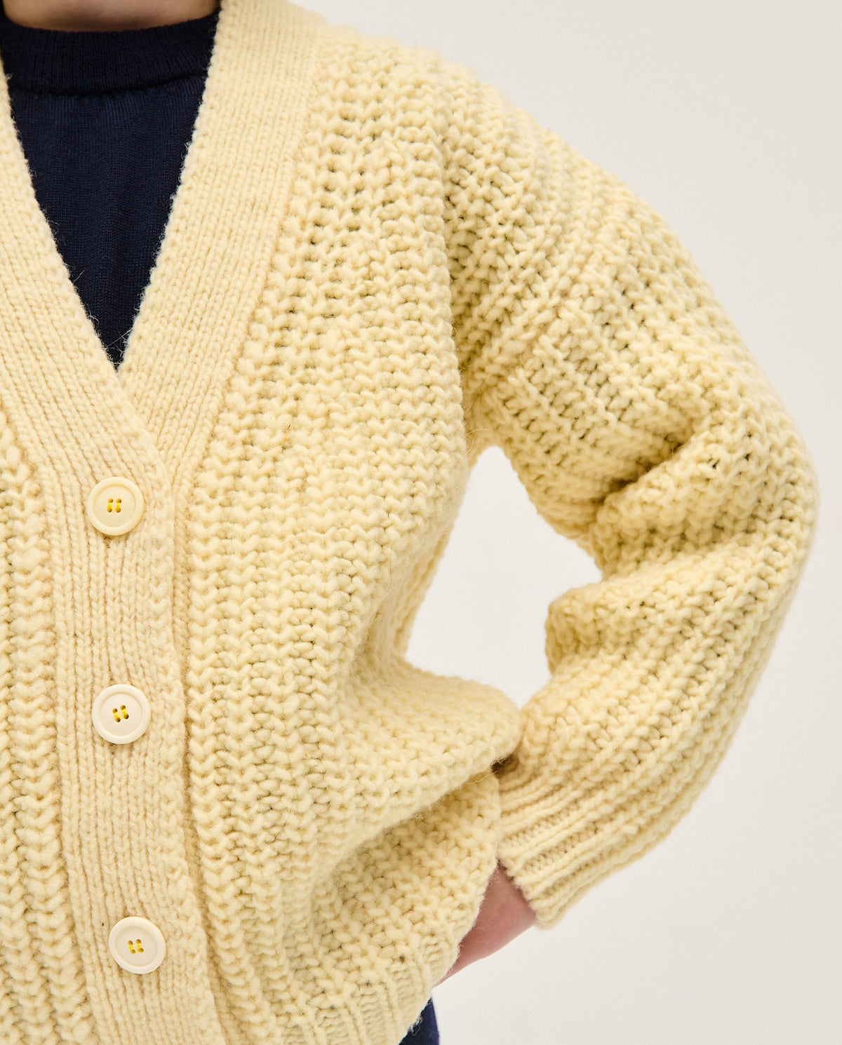 Kids' natural beige cardigan by Babaà, soft knit fabric, button-front design, perfect for casual wear and layering.