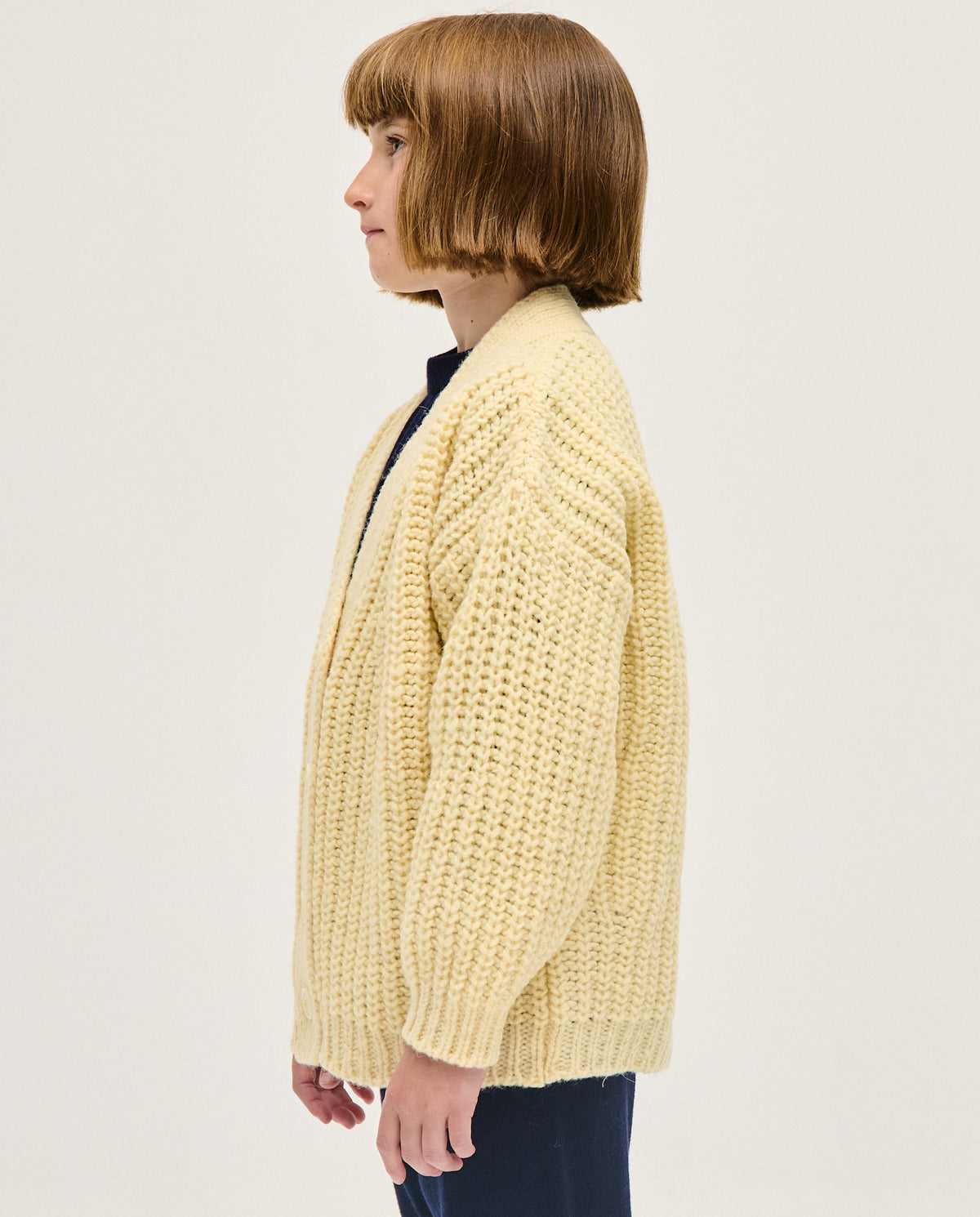 Kids' natural beige cardigan by Babaà, soft knit with button closure, perfect for casual or layered outfits.