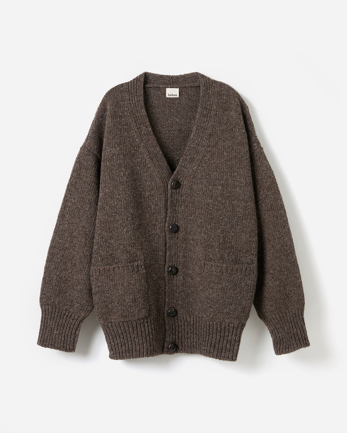 Babaà men's No17 Oak cardigan displayed in silhouette, featuring a cozy, stylish knit design ideal for casual wear.