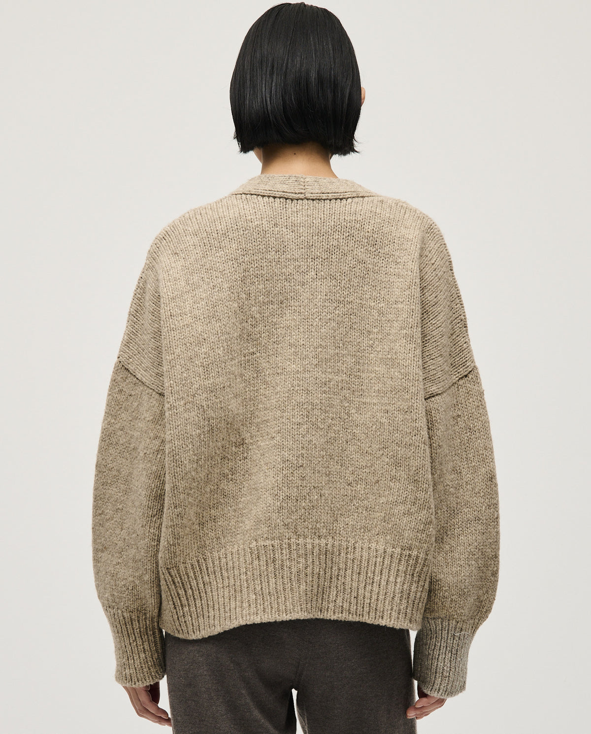 Light gray Babaà No17 Mist women's cardigan with a soft, cozy knit and open front design.