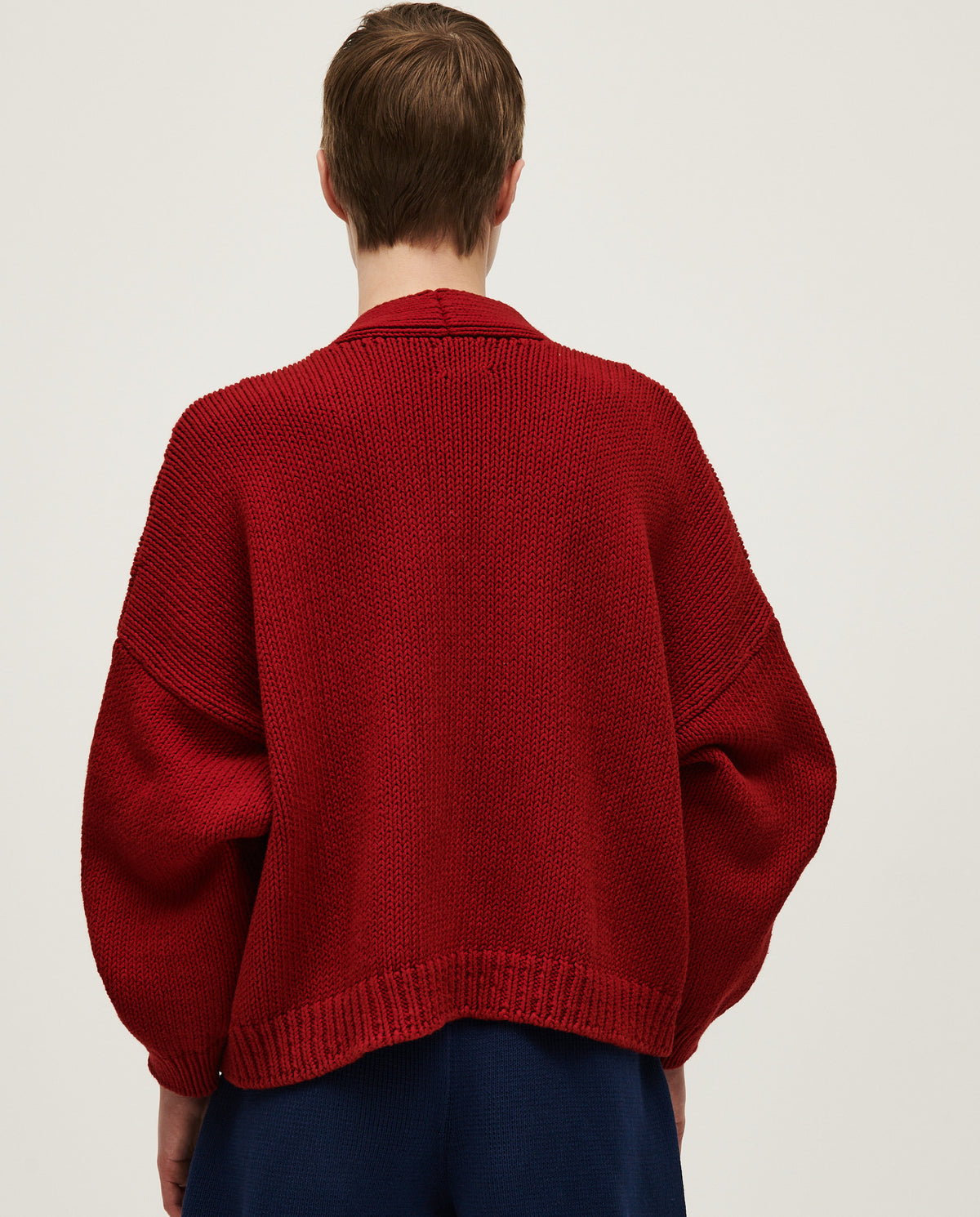 Babaà No22 Persephone women's cardigan in soft knit, featuring a relaxed fit and button closure, displayed on a model.