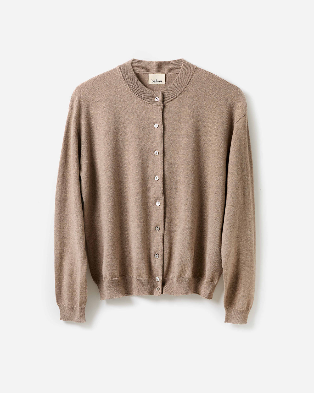 Babaà No25 Oro Blanco women's cardigan in white, soft knit fabric with a relaxed fit and button-front design.