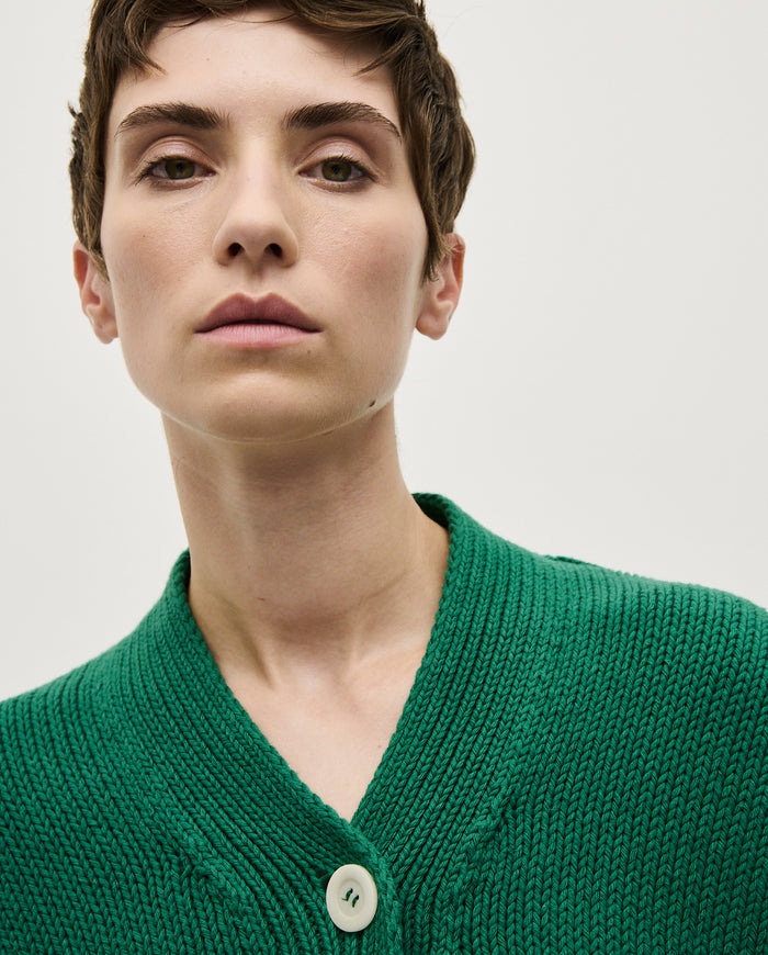 Babaà No26 Tree Fern women's cardigan in soft knit fabric, featuring a cozy fit and tree fern-inspired pattern.