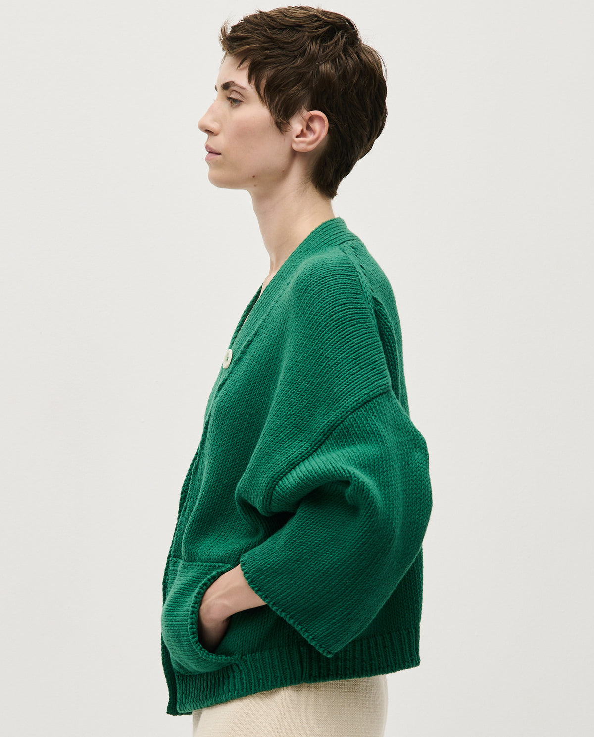 Babaà No26 Tree Fern women's cardigan featuring a soft knit fabric and a relaxed fit with tree fern pattern details.