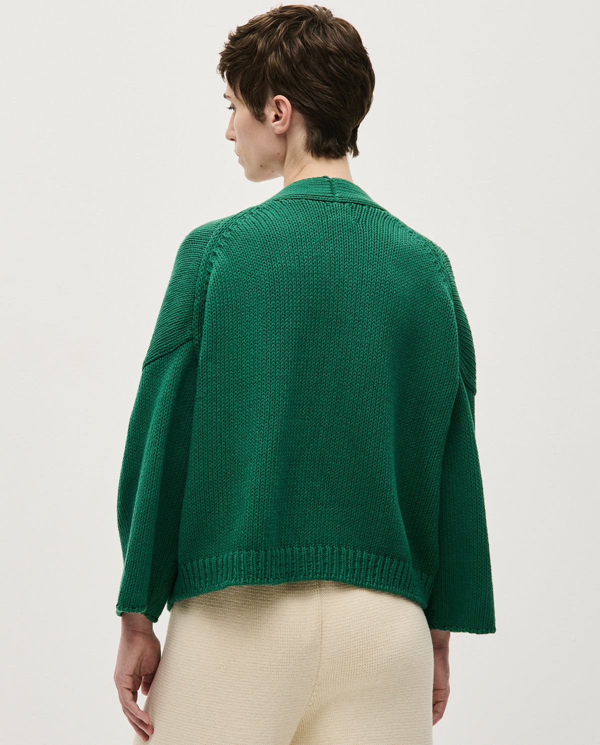 Babaà No26 Tree Fern women's cardigan in soft knit fabric, featuring a cozy fit and natural green tree fern pattern.