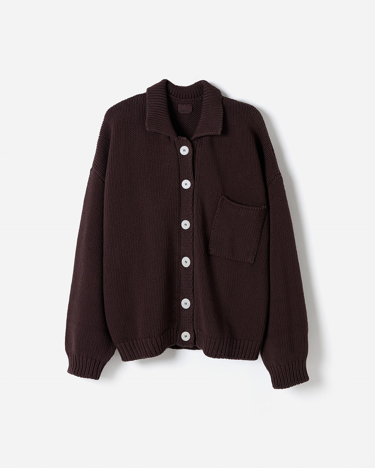 Babaà No44 Husk women's cardigan in a soft knit, shown in a silhouette style with a relaxed fit and button-up front.