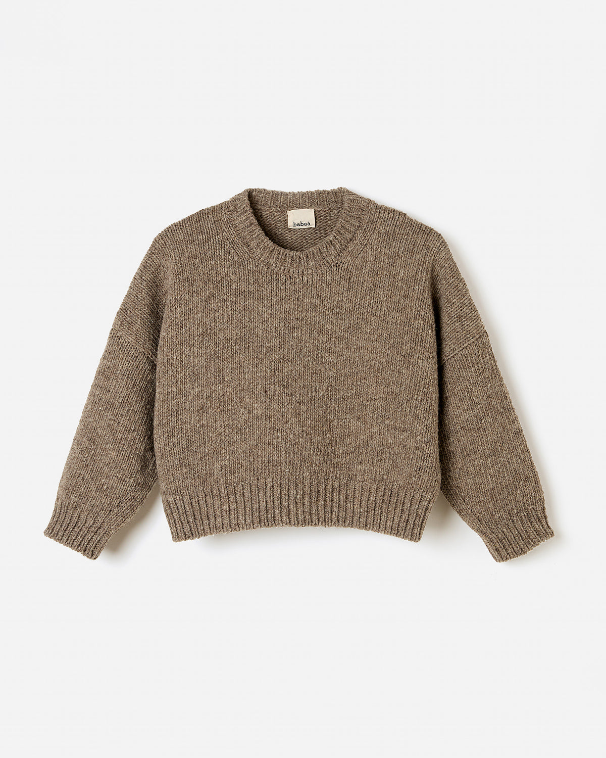 Babaà No61 dark mist women's jumper cardigan, silhouette view showing soft knit fabric and relaxed fit.