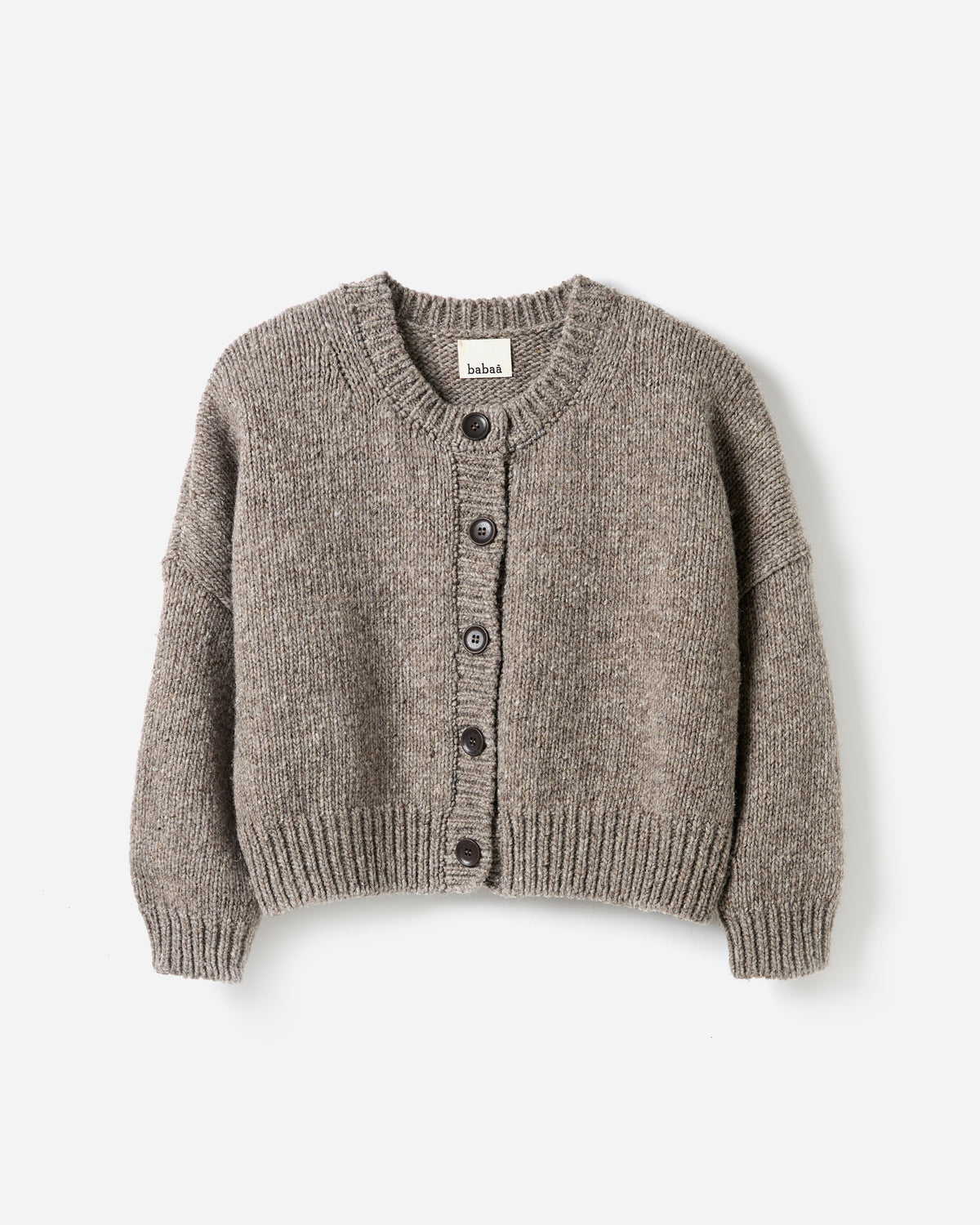 Babaà No61 dark mist women's cardigan, soft knit fabric, draped silhouette, stylish and cozy for casual wear.