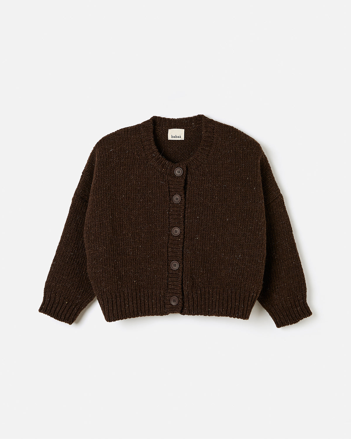 Babaà No61 Earth women's cardigan in silhouette, featuring earthy tones and a relaxed fit, ideal for casual and cozy wear.
