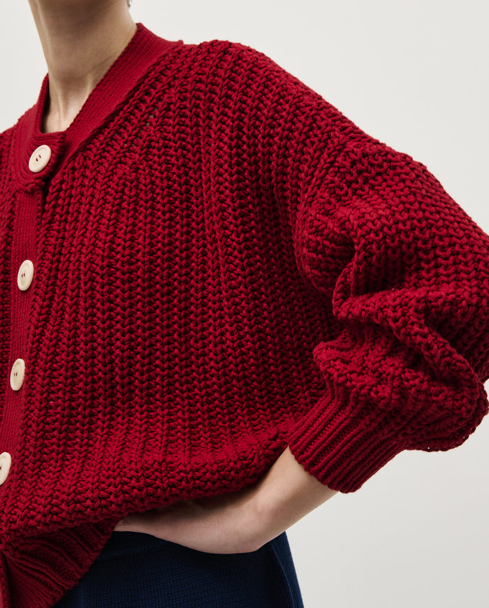 Babaà No8 Persephone women's cardigan in soft knit fabric, featuring a relaxed fit and button-up front.