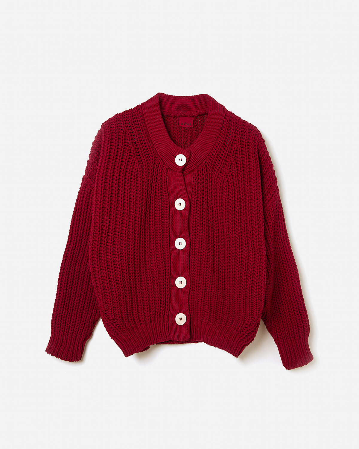Babaà No8 Persephone women's cardigan in silhouette, soft knit fabric with a relaxed fit and button-up front.