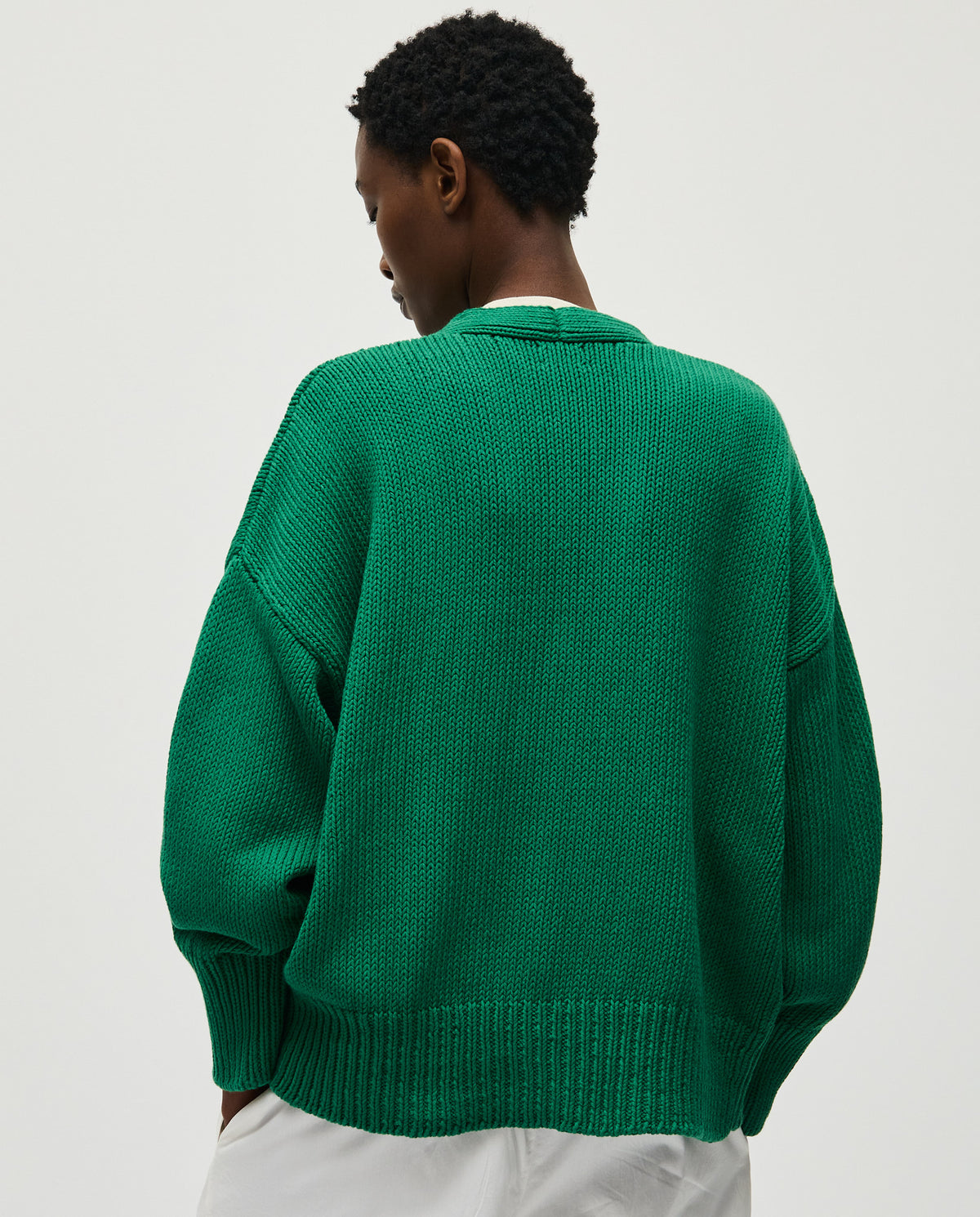 Babaà No86 Tree Fern cardigan for women, featuring a cozy knit design with a tree fern pattern, displayed on a model.