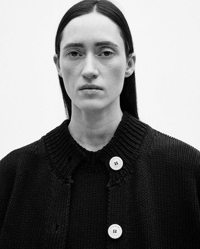 Black Babaà No88 women's cardigan featuring a cozy knit design and button-front closure, perfect for casual or layered wear.