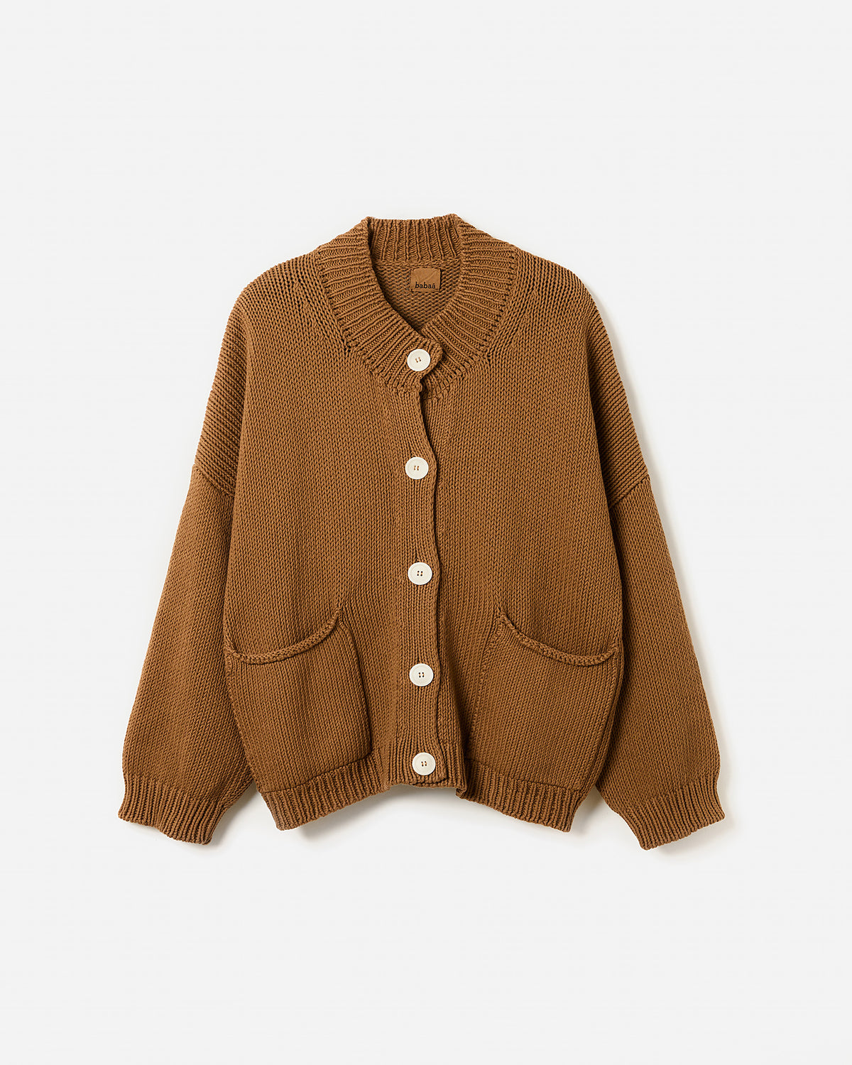 Silhouette of Babaà No88 Sukkari women's cardigan in soft fabric, featuring a relaxed fit and open front design.