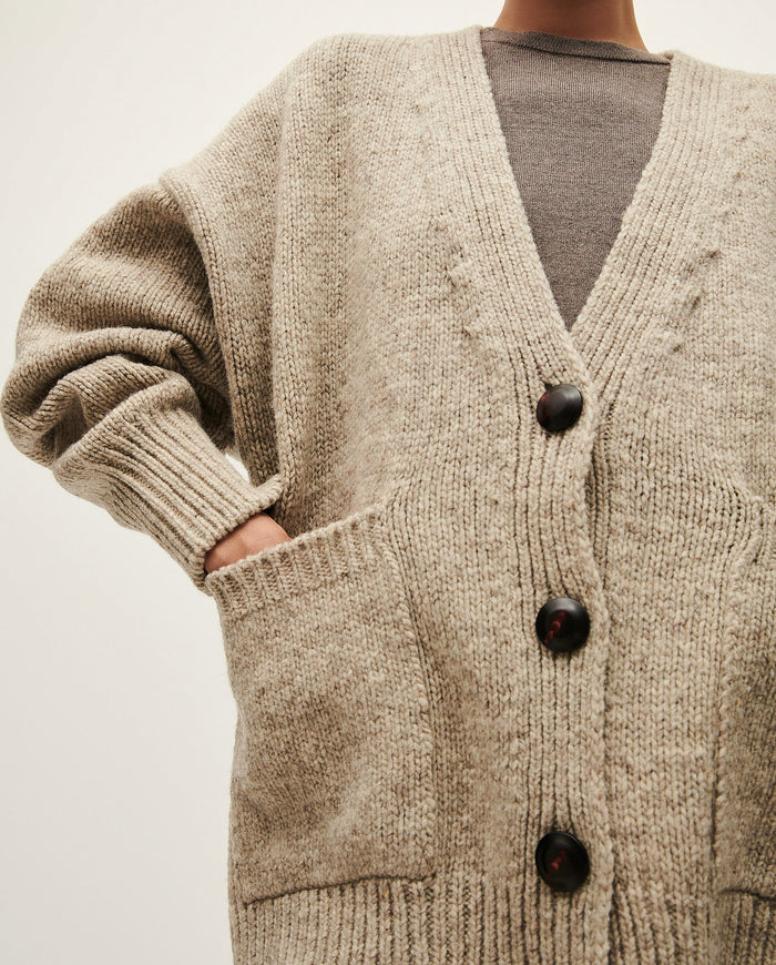 Babaà No17 Mist women's coat in soft fabric, displayed on a hanger with a neutral background.