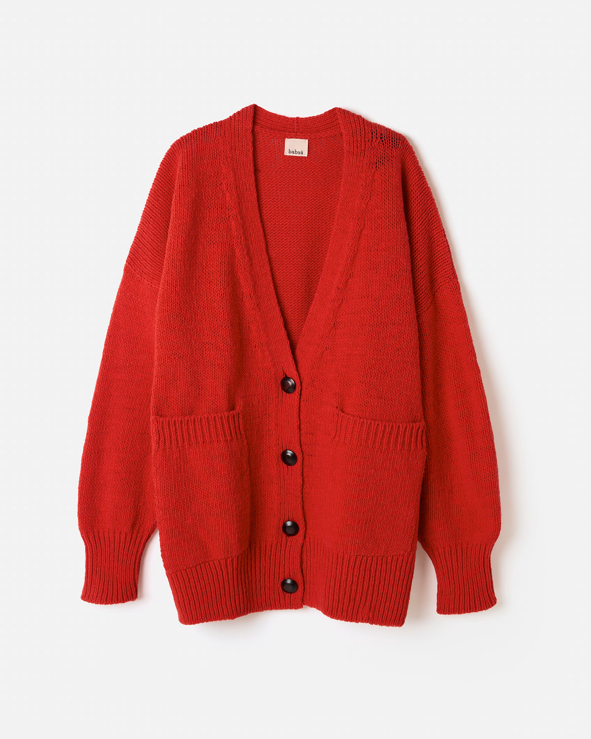 Silhouette of Babaà No17 Rojo women's coat in vibrant red, showcasing a stylish, tailored design on a white background.