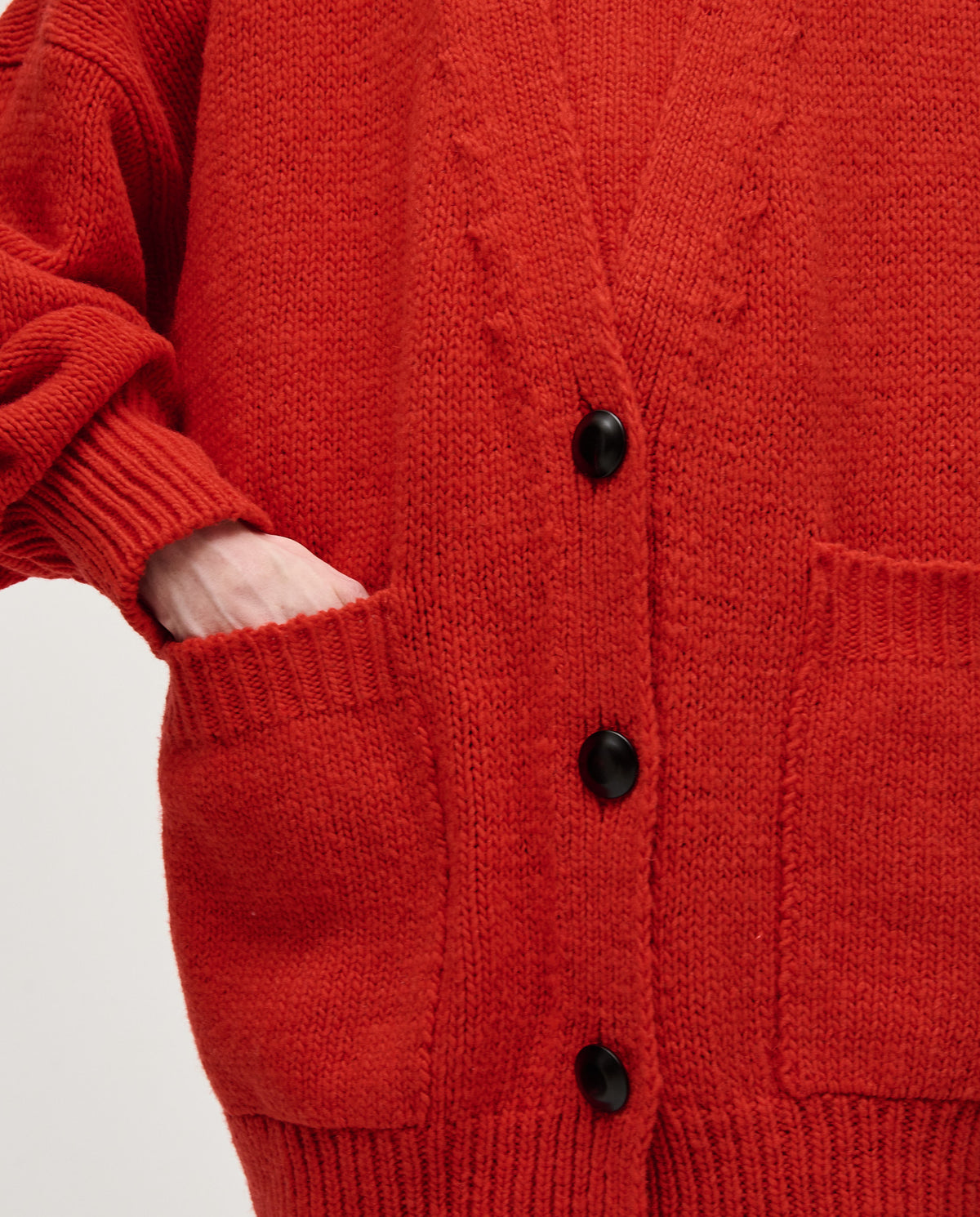 Red Babaà No17 women's coat, front view showing classic design and vibrant color, perfect for stylish winter wear.