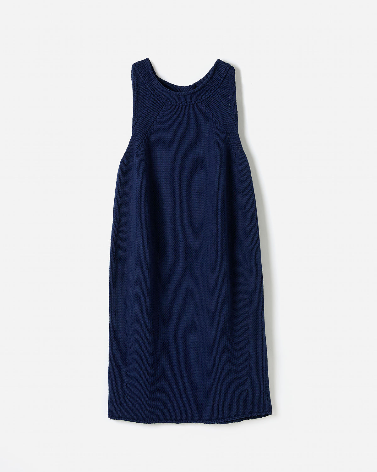 Navy Babaà Dress No46 on a woman, showing its elegant silhouette and stylish design.