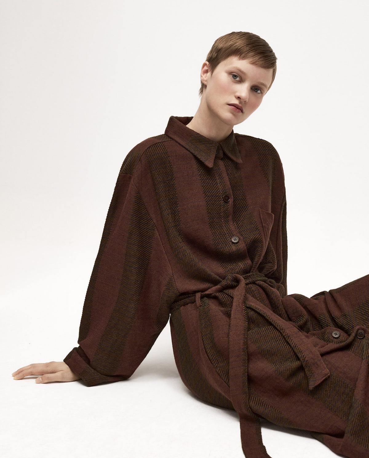 Babaà Dress No58 Tundra for women, showcasing a stylish, comfortable dress with a flowy silhouette and earthy Tundra color.