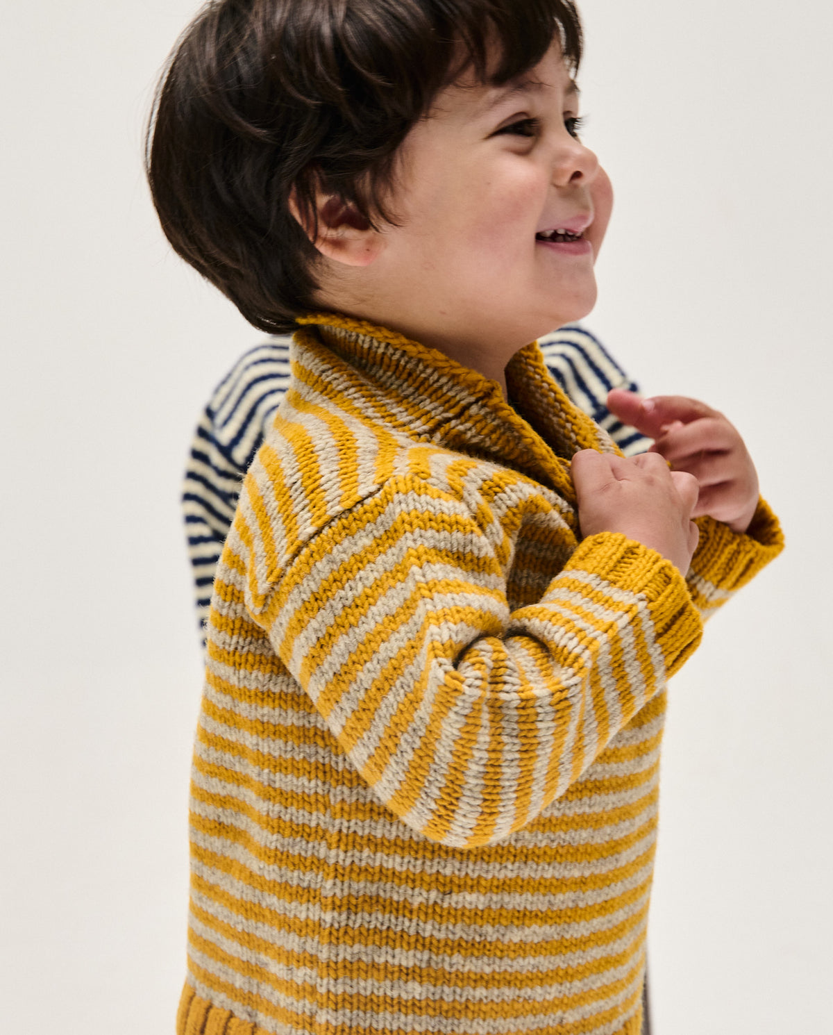 Kids' Babaà No6 ochre jumper featuring a soft knit fabric and classic design, perfect for comfortable everyday wear.