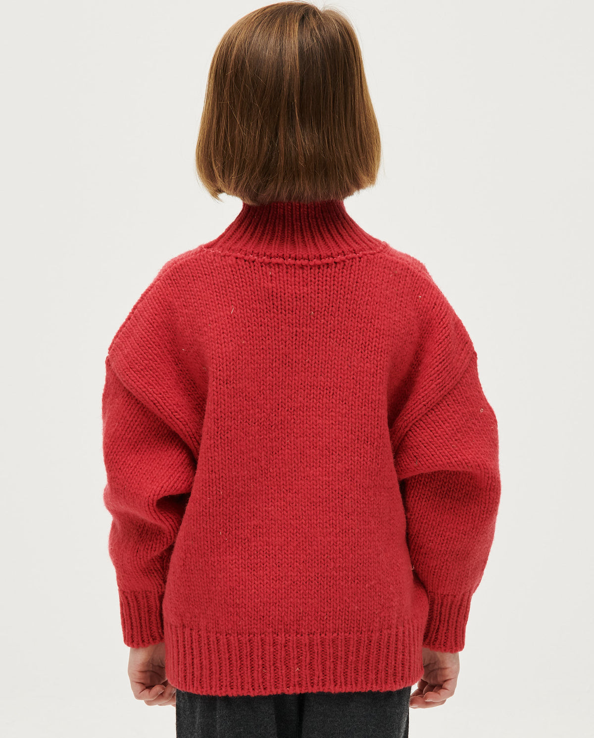 Babaà kids jumper No17 Ruby in vibrant red, cozy knit sweater with ribbed cuffs and collar for children.