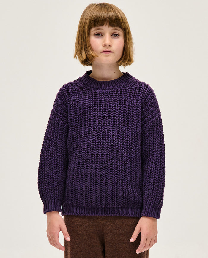Kids' Babaà No18 Ridge jumper in soft fabric, featuring a cozy design with ribbed cuffs and a stylish pattern.