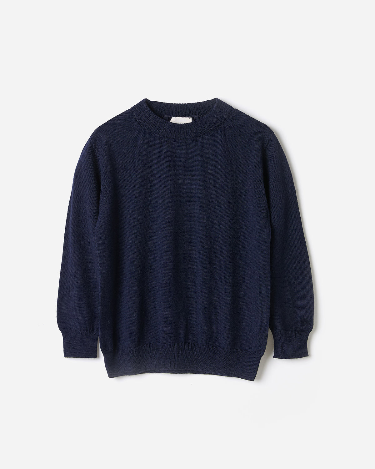 Navy children's jumper from Babaà, featuring a cozy knit design and classic style, shown in a silhouette image.