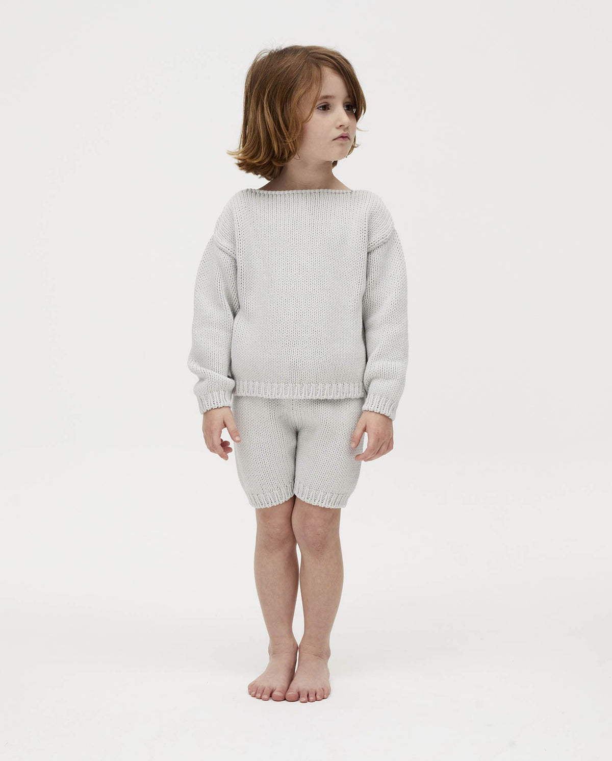 Kids' jumper No3 by Babaà in smoked salt color, featuring a cozy knit design and comfortable fit.