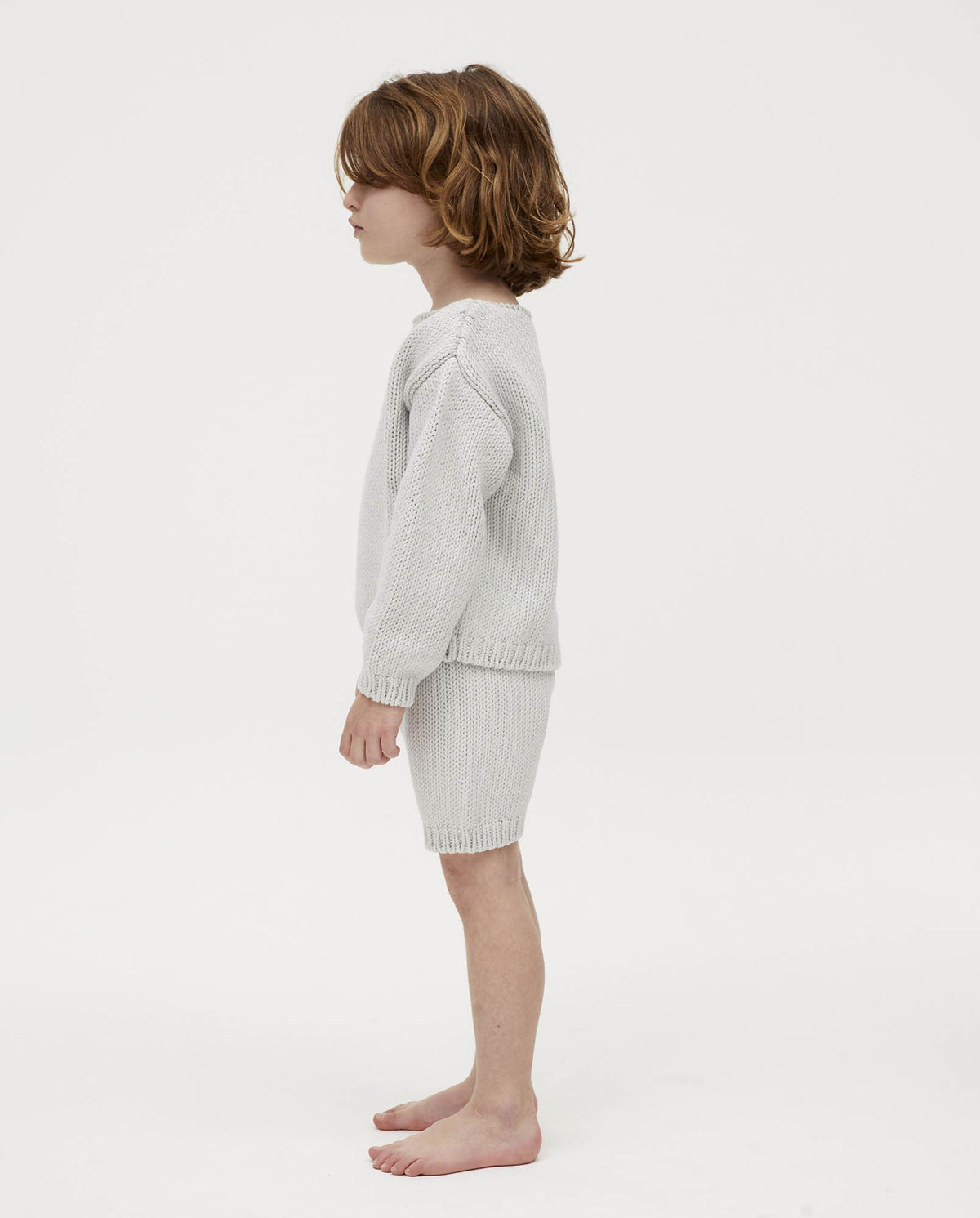 Kids' jumper No.3 by Babaà in smoked salt color, featuring a cozy, soft knit fabric and stylish design for children.