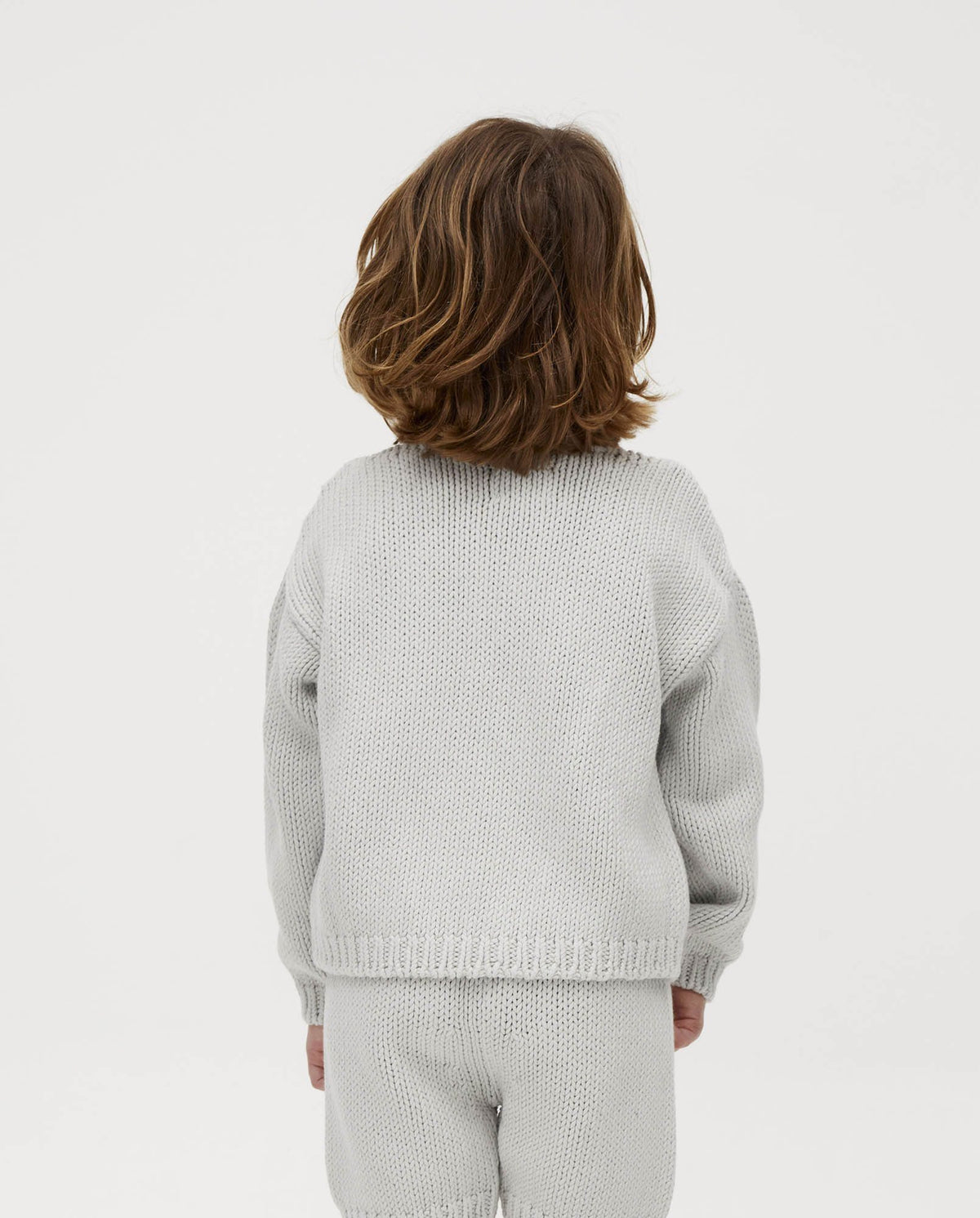Kids' jumper No3 by Babaà in smoked salt color, featuring a cozy knit design and comfortable fit for children.