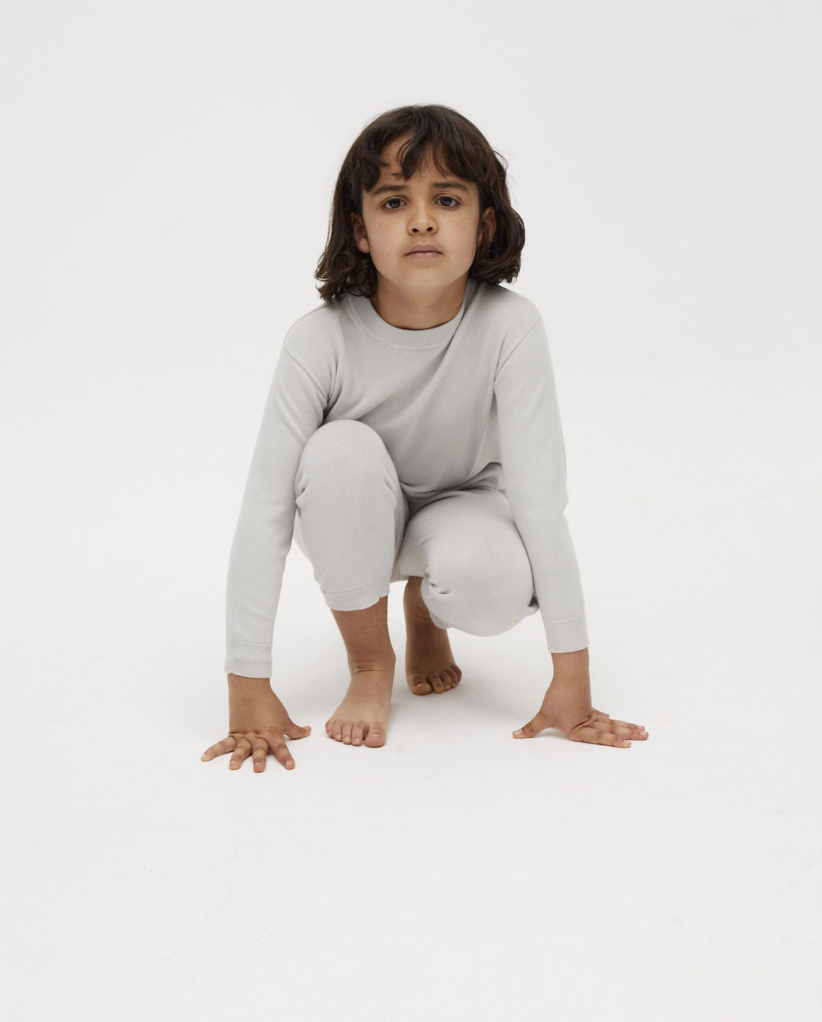 Kids' jumper by Babaà in No37 smoked salt color, featuring soft fabric and stylish design for comfortable casual wear.