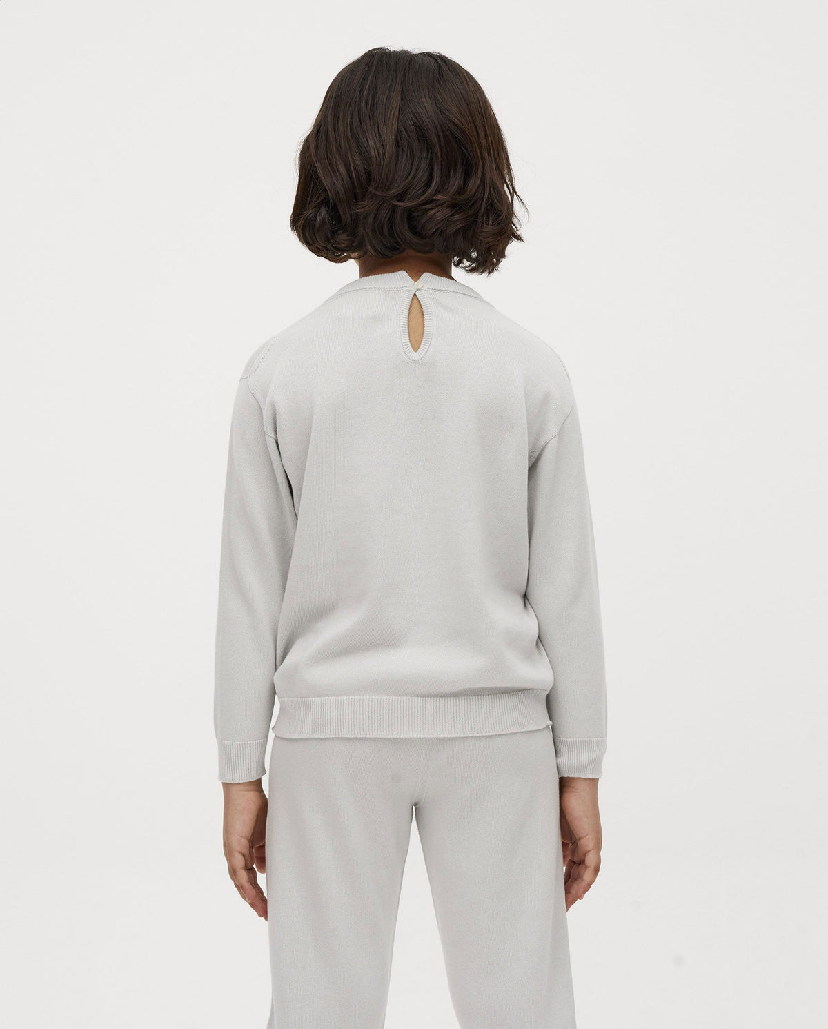 Kids' jumper No37 from Babaà in smoked salt color, featuring a cozy knit design perfect for children.