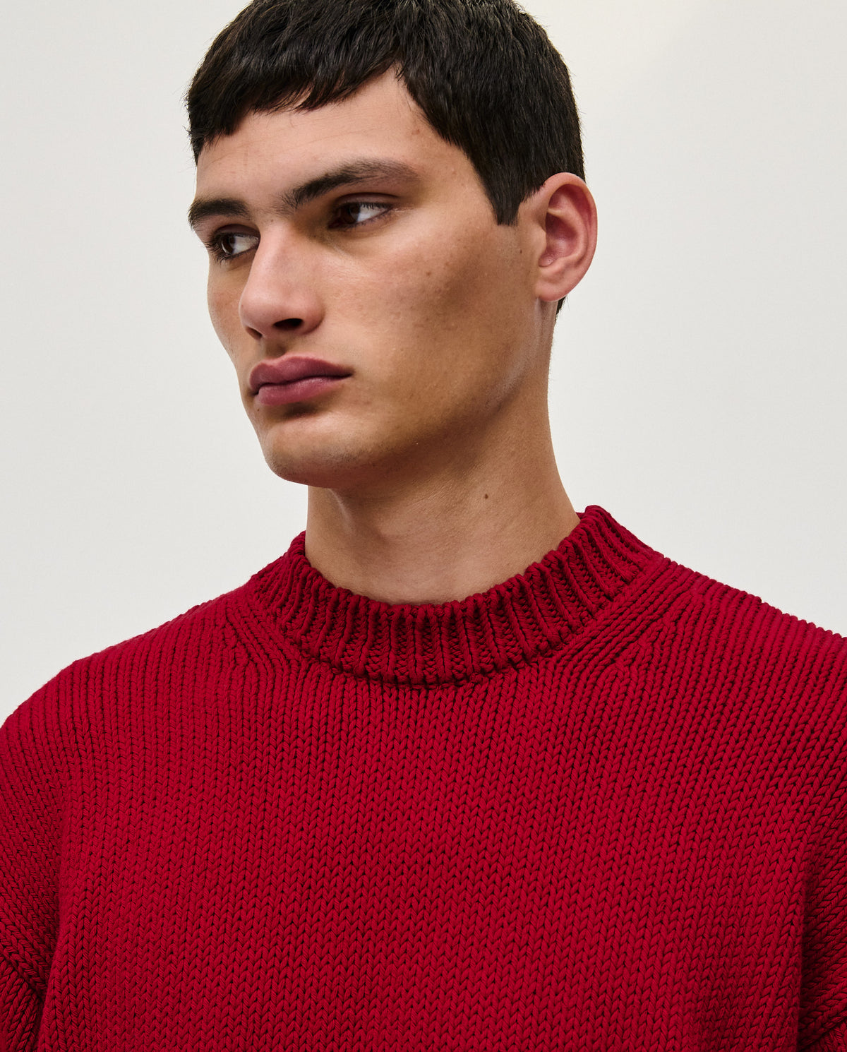 Babaà Jumper Man No16 Persephone in soft knit fabric, featuring a modern design with a round neckline and long sleeves.