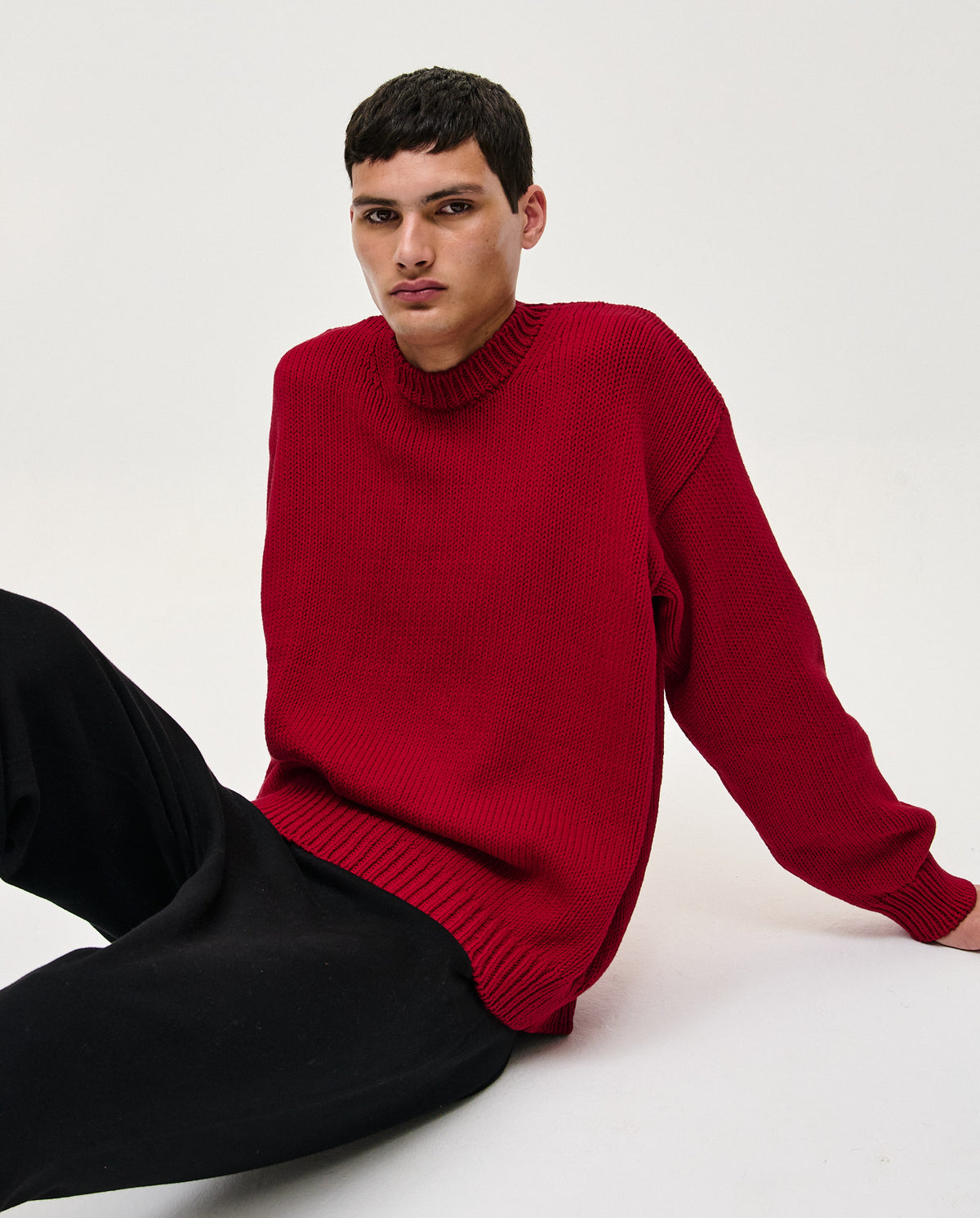 Babaà Jumper Man No16 Persephone, stylish men's sweater in a modern knit design, shown in a close-up shot.