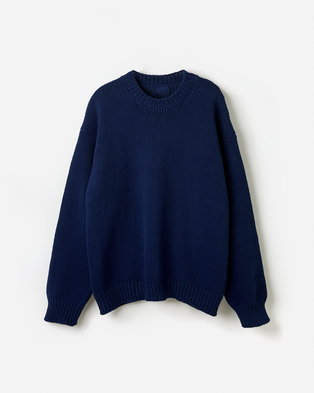 Silhouette of Babaà men's navy jumper No16, showcasing the classic crewneck design and comfortable fit.