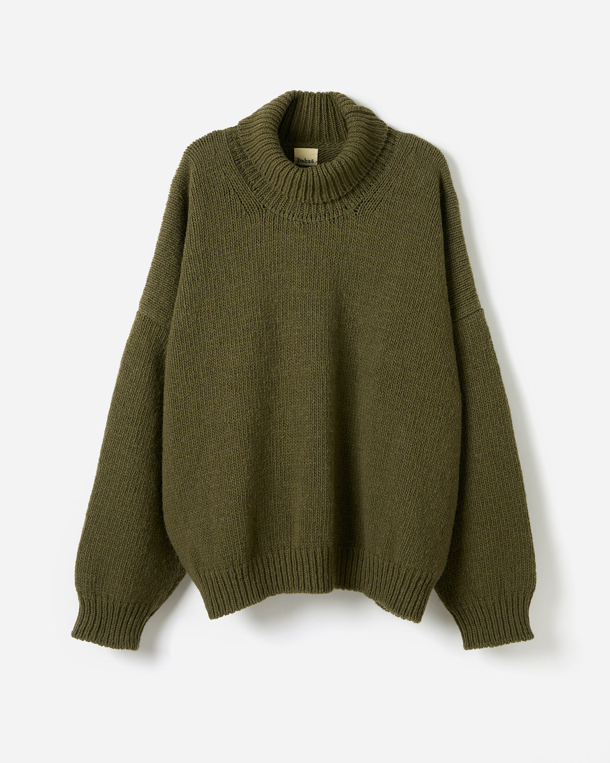 Silhouette of Babaà No17 Alga men's jumper in mist color, showcasing the relaxed fit and soft fabric.