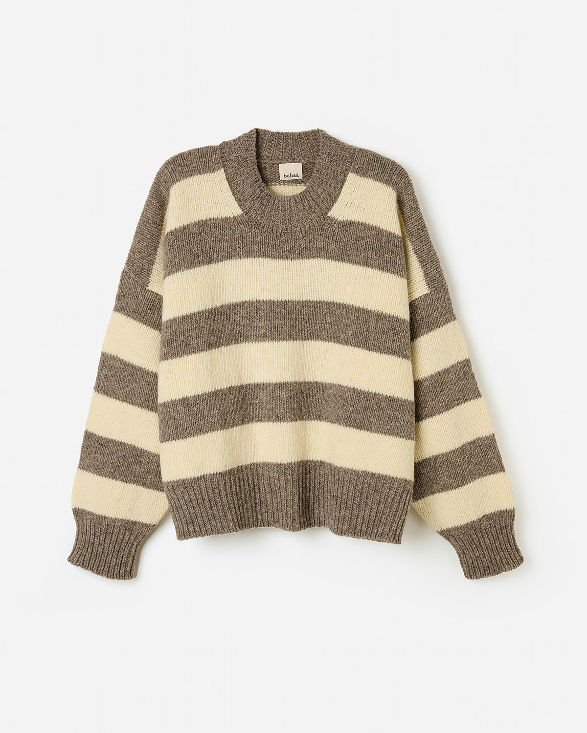 Babaà No40 Savannah jumper featuring a cozy knit design in neutral tones, perfect for casual wear and layering.