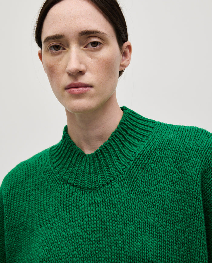Babaà No11 emerald women's jumper featuring a cozy knit design in vibrant emerald green.