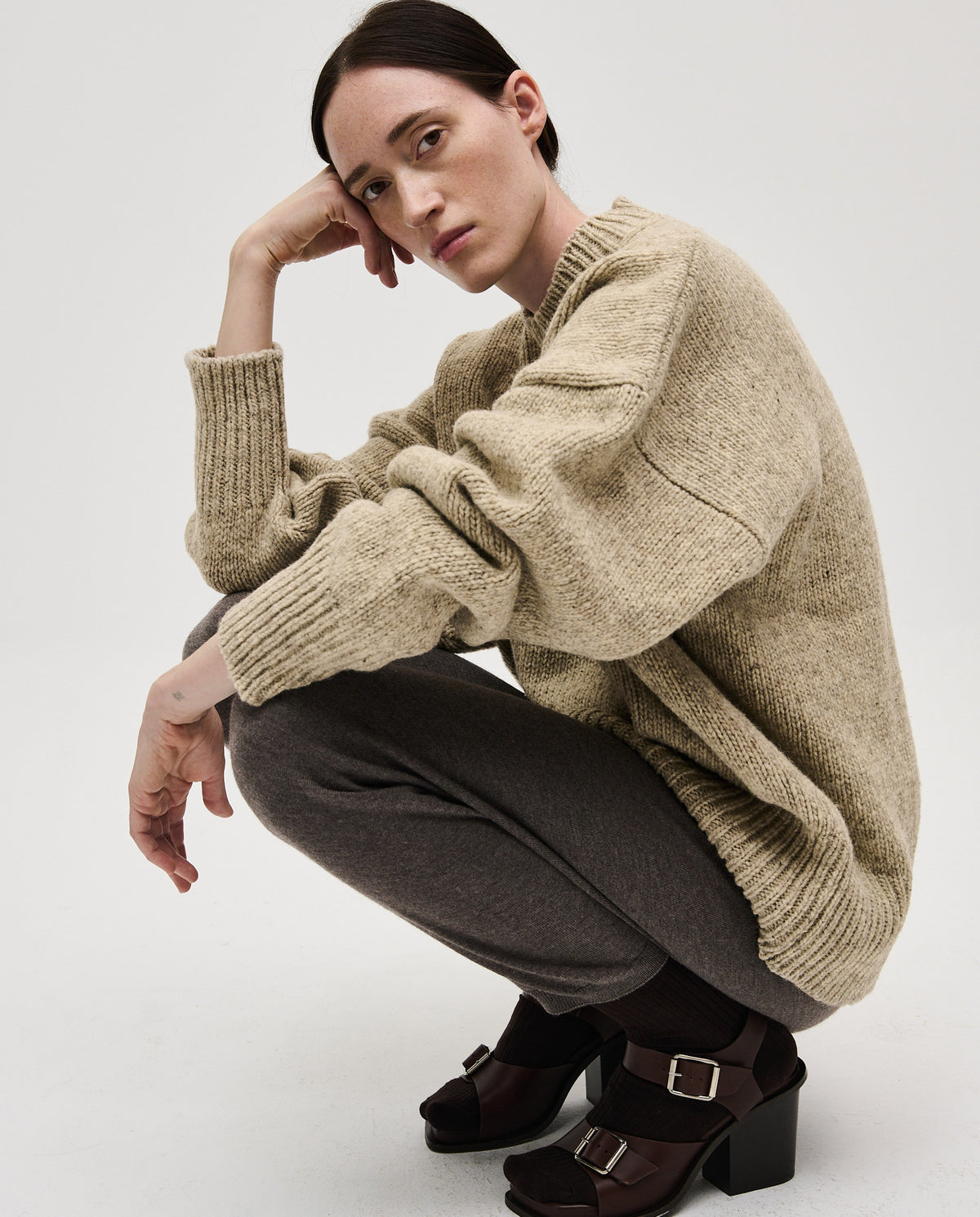 Babaà No11 Mist women's jumper, soft knit sweater in mist gray, featuring a cozy fit and stylish design.