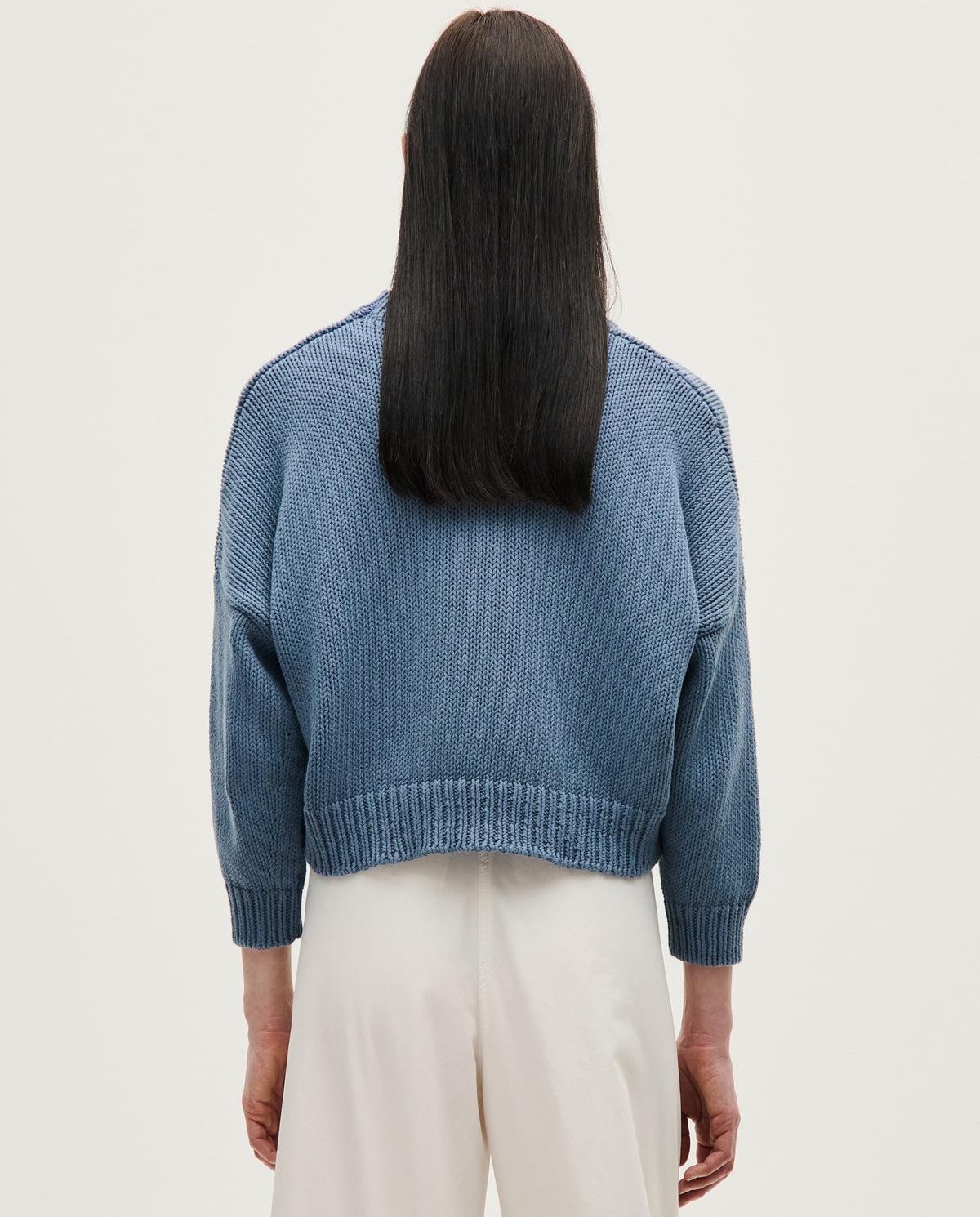 Babaà No14 midnight ocean women's jumper, soft knit fabric, featuring a relaxed fit with long sleeves and a cozy style.