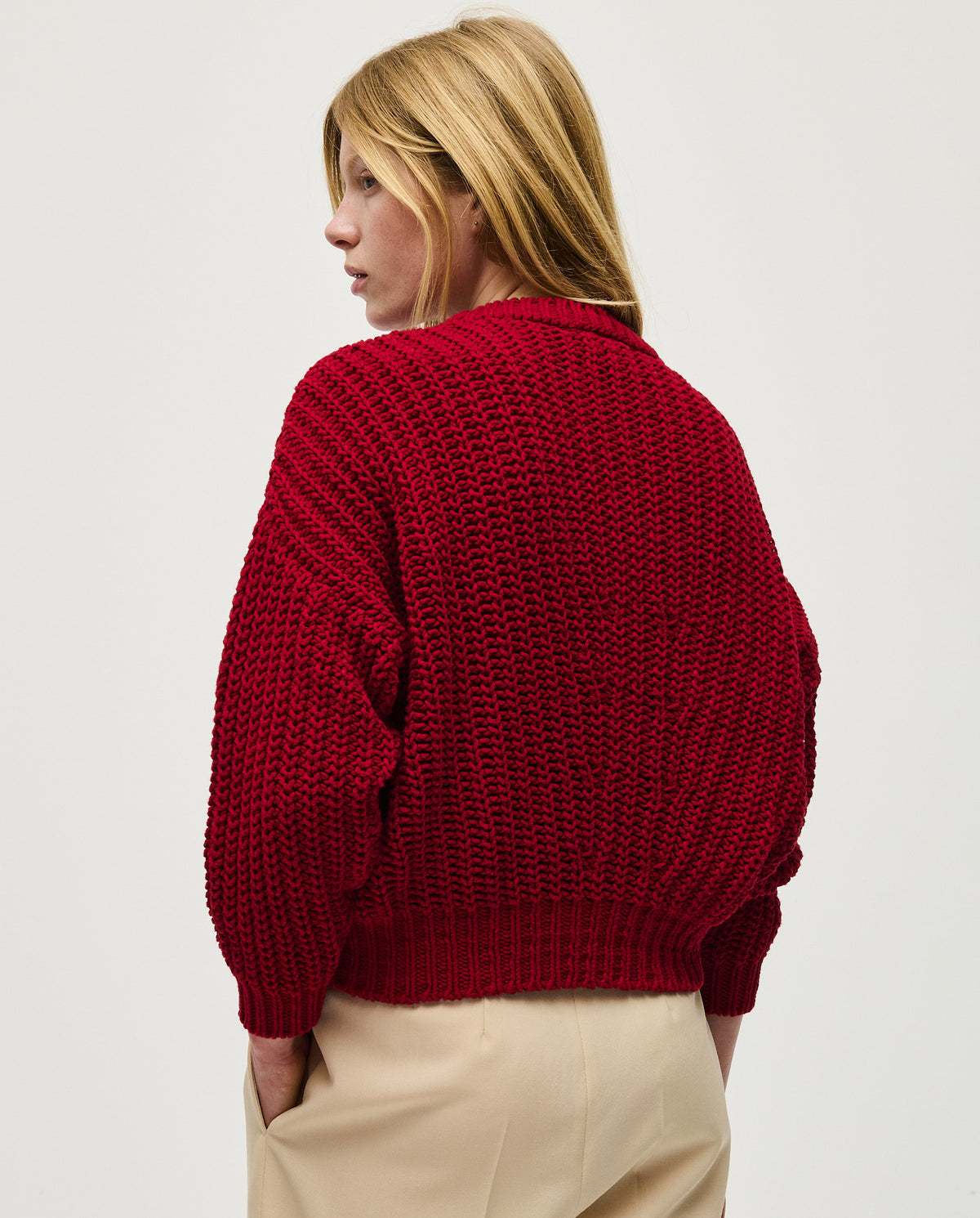 Babaà Jumper No18 Persephone worn by a woman, soft knit fabric in a stylish, comfortable design for everyday wear.