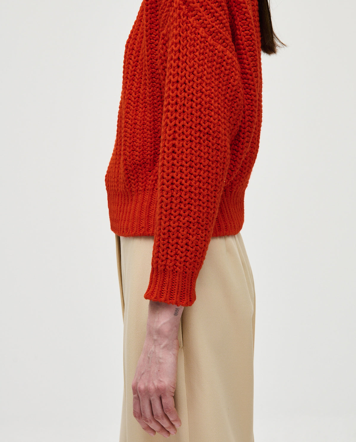 Babaà No18 Summer Flame women's jumper in vibrant orange with a relaxed fit and lightweight fabric, perfect for warm weather.