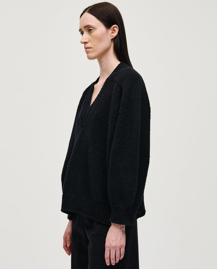 Black Babaà No29 women's jumper shown on a model, featuring a cozy, stylish knit design perfect for casual wear.