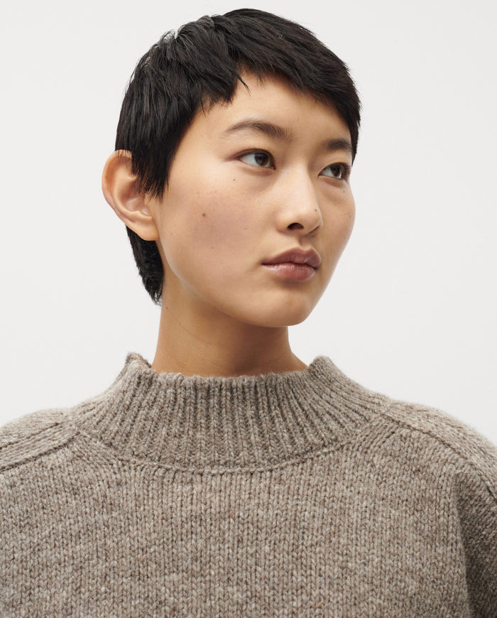 Babaà No51 dark mist women's jumper, cozy knit sweater in dark mist color, featuring a relaxed fit and ribbed cuffs.